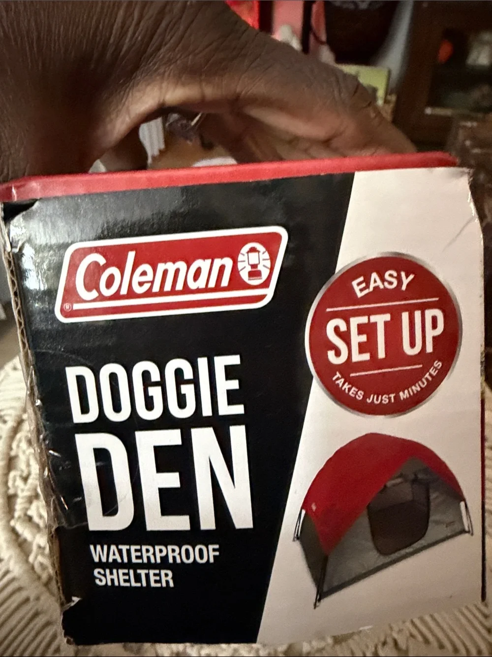 Coleman Red and Gray Doggie Tent - Portable Waterproof Pet Shelter